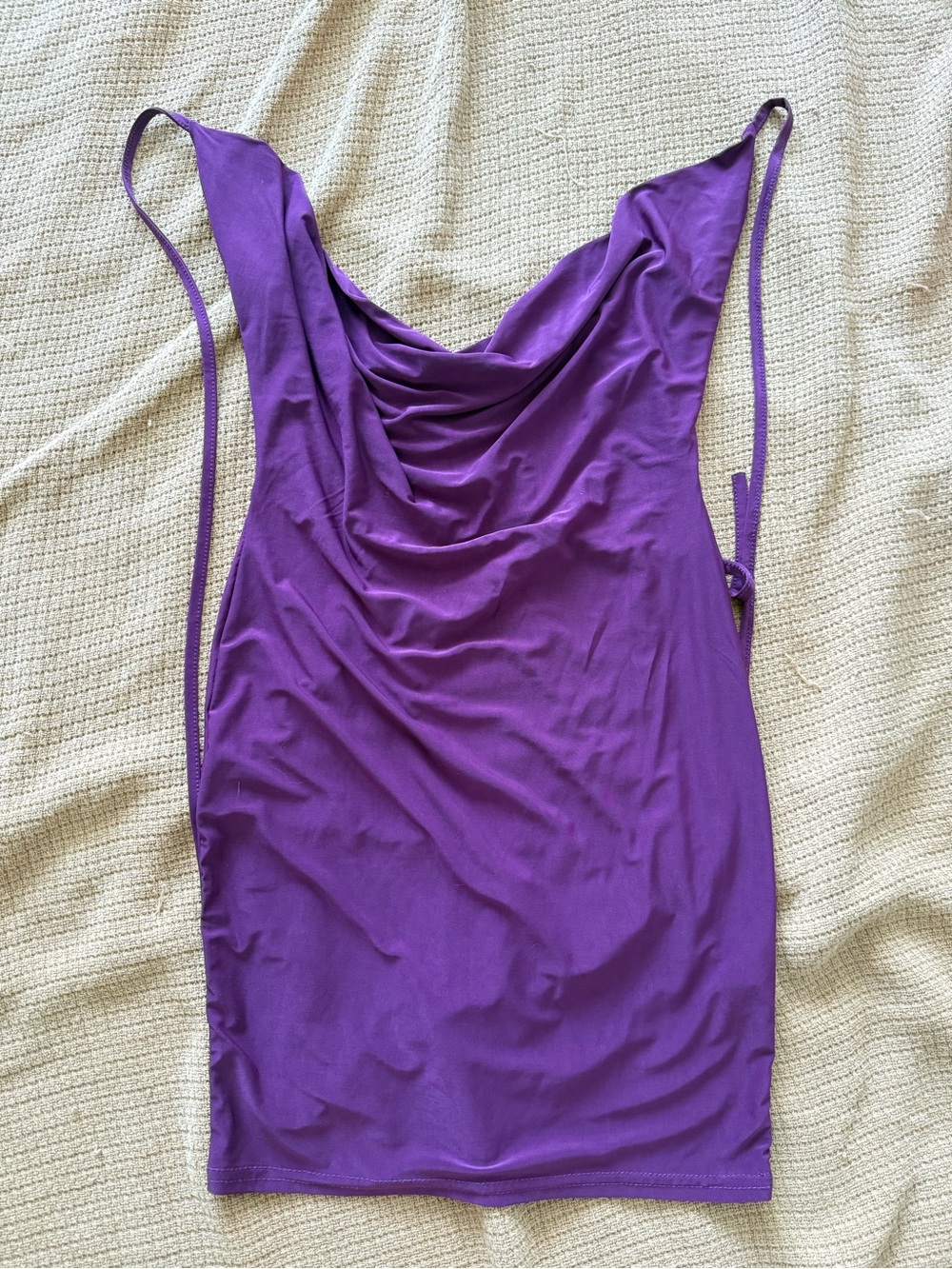 Purple Cowl Neck Dress